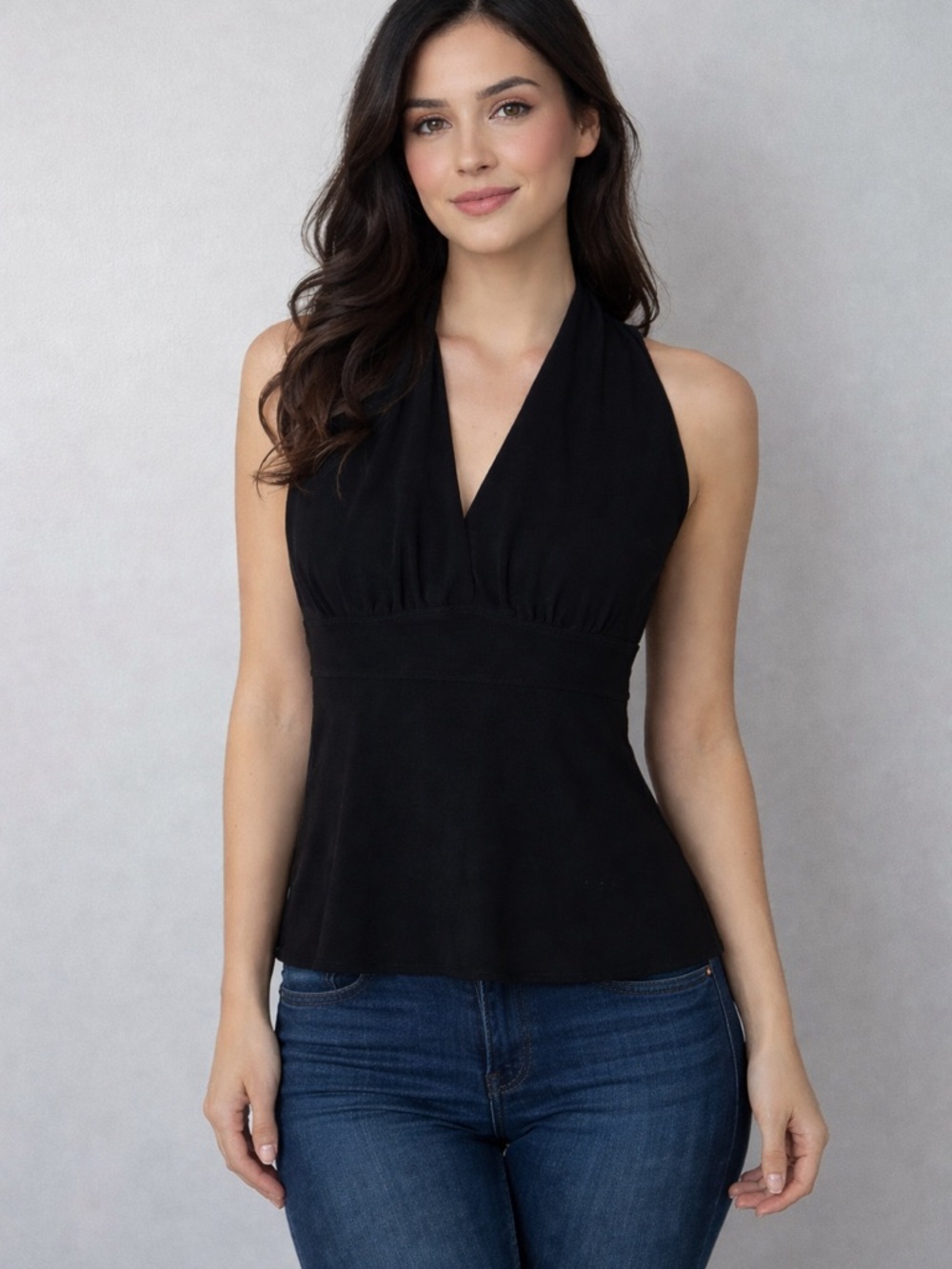 Black Halter V-Neck Camisole Top